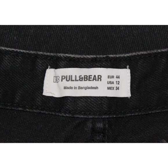 ASOS Pull&Bear Wide-Leg Turn Up Jeans in Black (Size 12/Large) - Picture 7 of 13